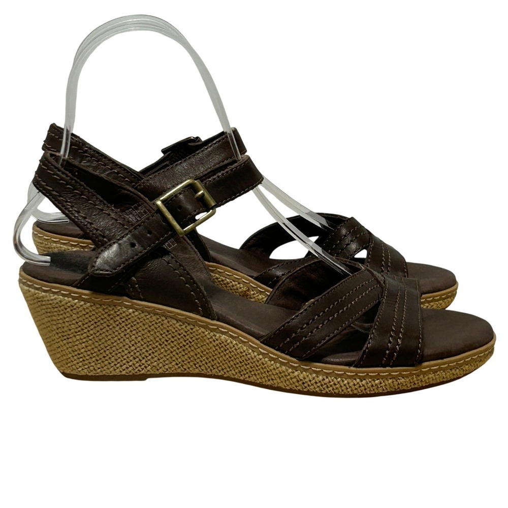 Timberland EarthKeepers Womens Brown Leather Open Toe Wedge Sandal - Size 7 & 38 - Picture 1 of 11
